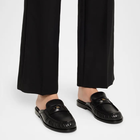 Burberry Cadet Ruched Black Leather Loafer Mule Size EU 38 US 8 - Picture 2 of 10